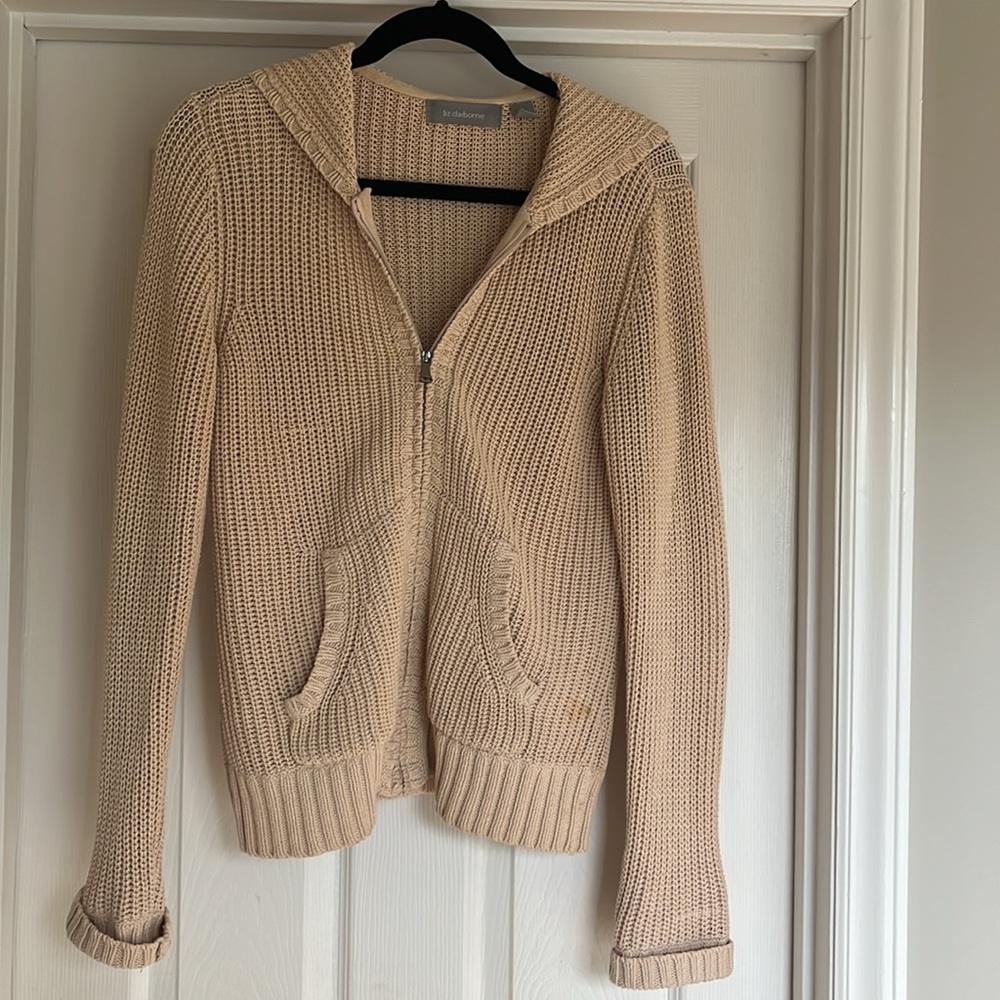 Woman’s cotton cardigan cable knit hoodie sweater from liz claiborne. Size small